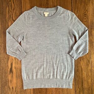 J.Crew Factory Women’s 100% Merino Wool 3/4 Sleeve Sweater in Gray size S